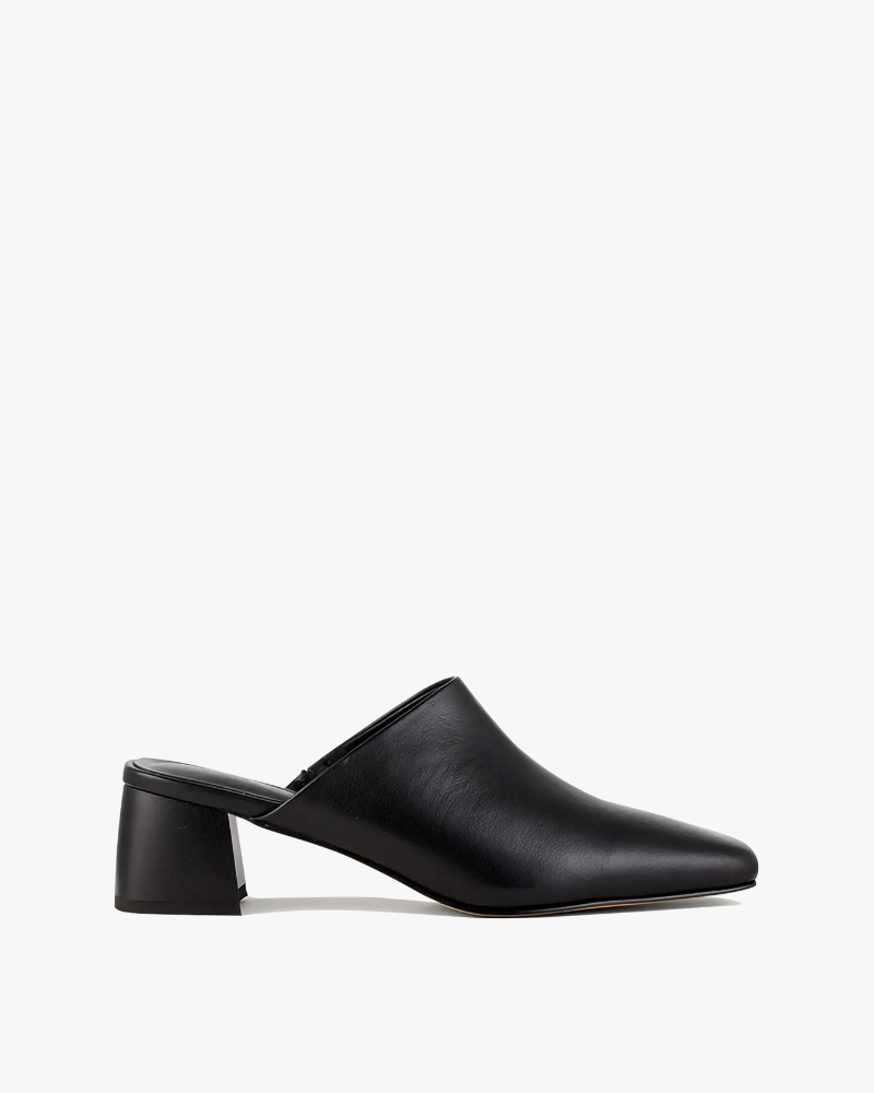 Jennifer Low Heel Mule Black Leather