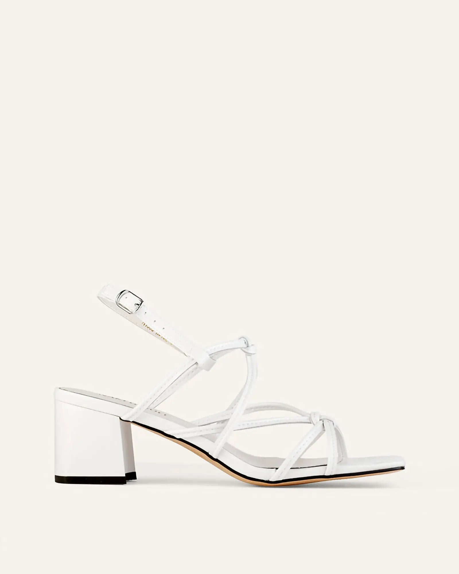 Charlotte Mid Heel Sandals White Leather Naked Sole